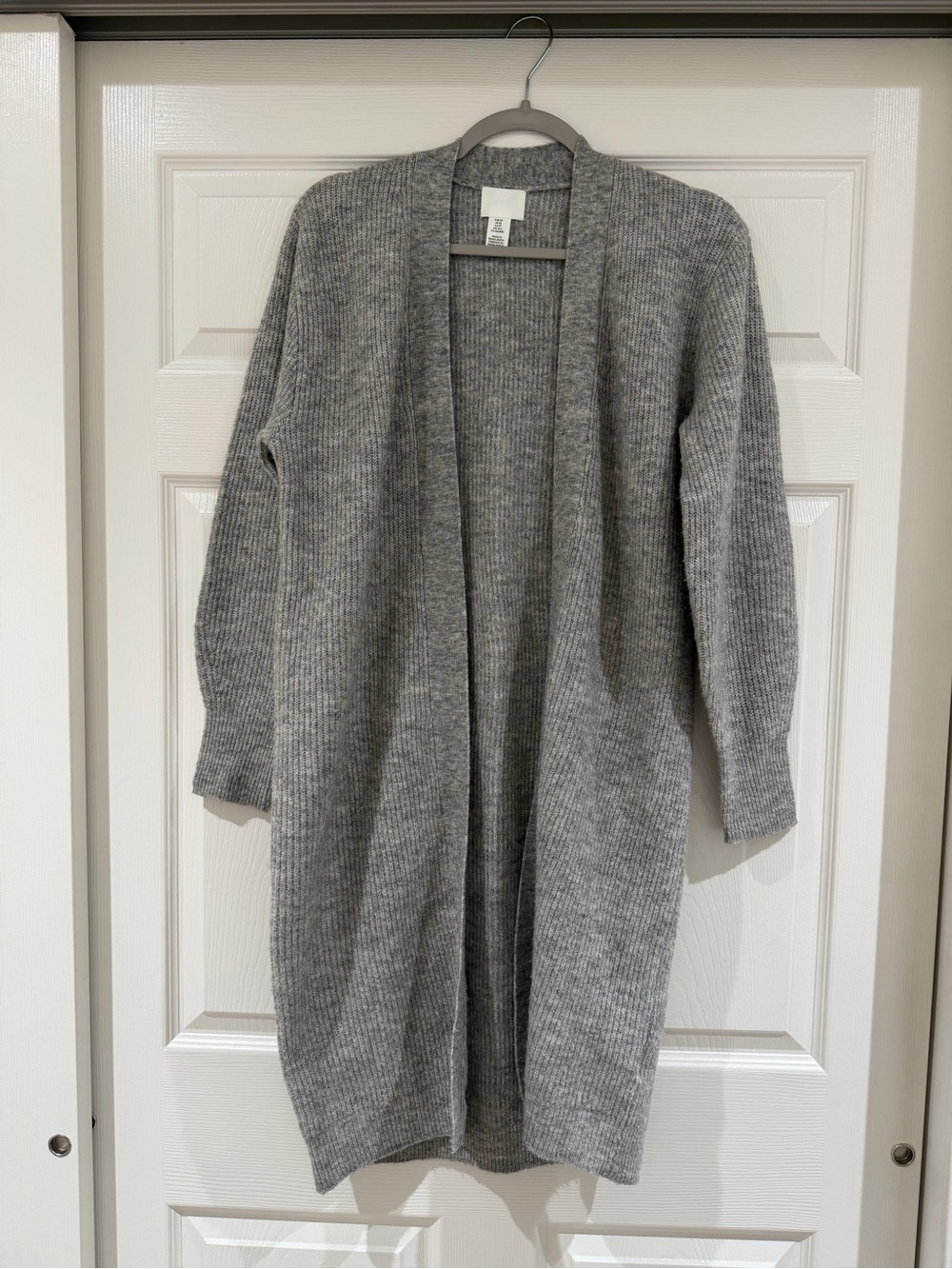 H&M Long Open-Front Grey Knit Cardigan
